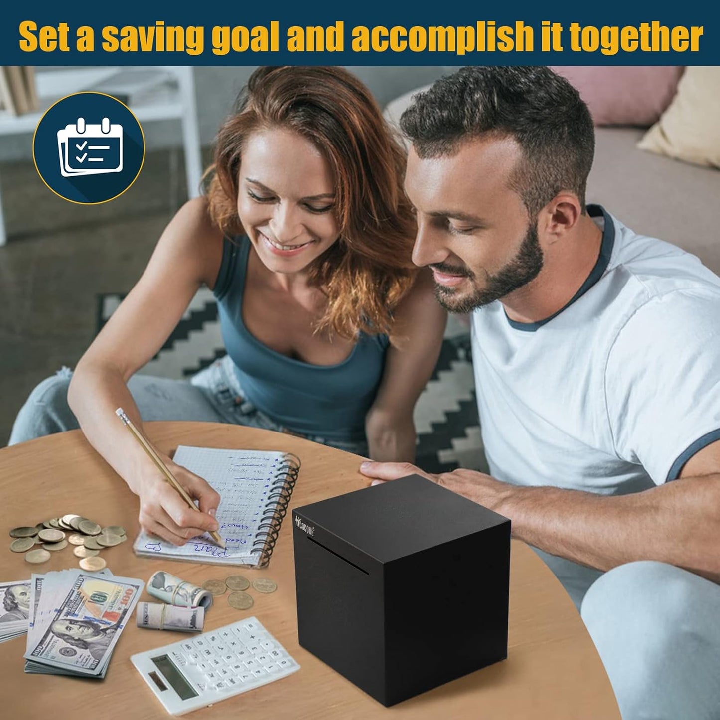 Stainless Steel Piggy Bank for Adults, Must Break to Open for Real Money, Unbreakable Metal Money Bank for Cash Saving(4.72 Inch, Black)