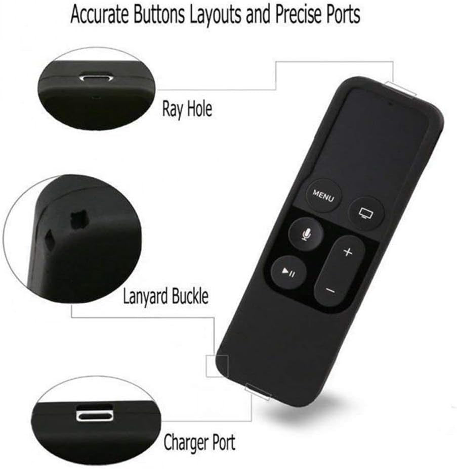 Remote Case Compatible with Apple TV 4K (5Th) and 4Th Generation, Shock Proof Silicone Remote Cover Case Compatible with Apple TV 4Th Gen 4K 5Th Siri Remote Controller - Black