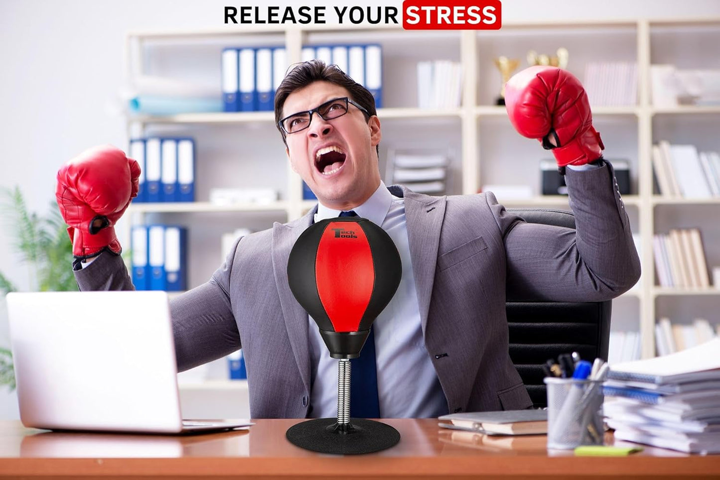 Desktop Punching Bag - Suctions to Your Desk, Cool Gadgets for Office, Gag Gifts for Boss or Coworker, Heavy Duty Stress Relief Boxing Bag