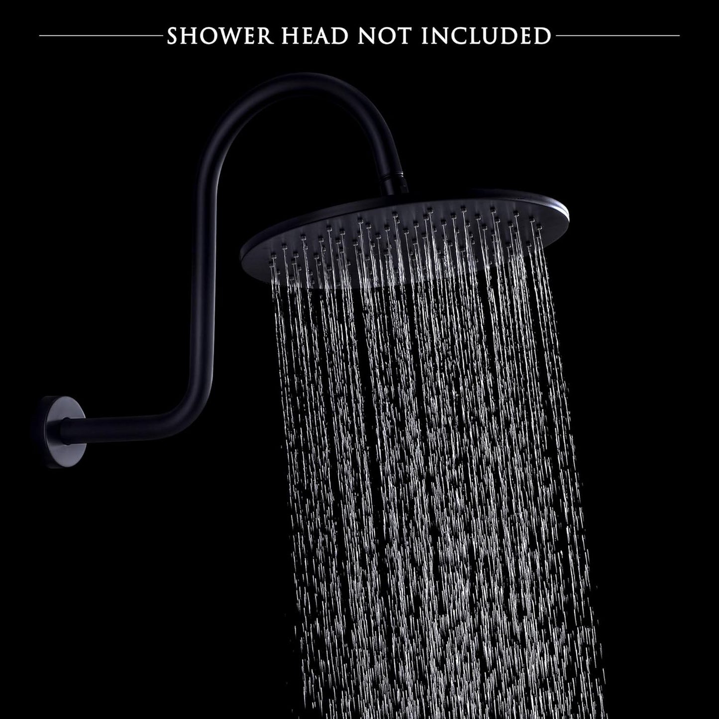 High Rise S Shape Shower Arm and Flange, Matte Black Shower Head Extension Arm