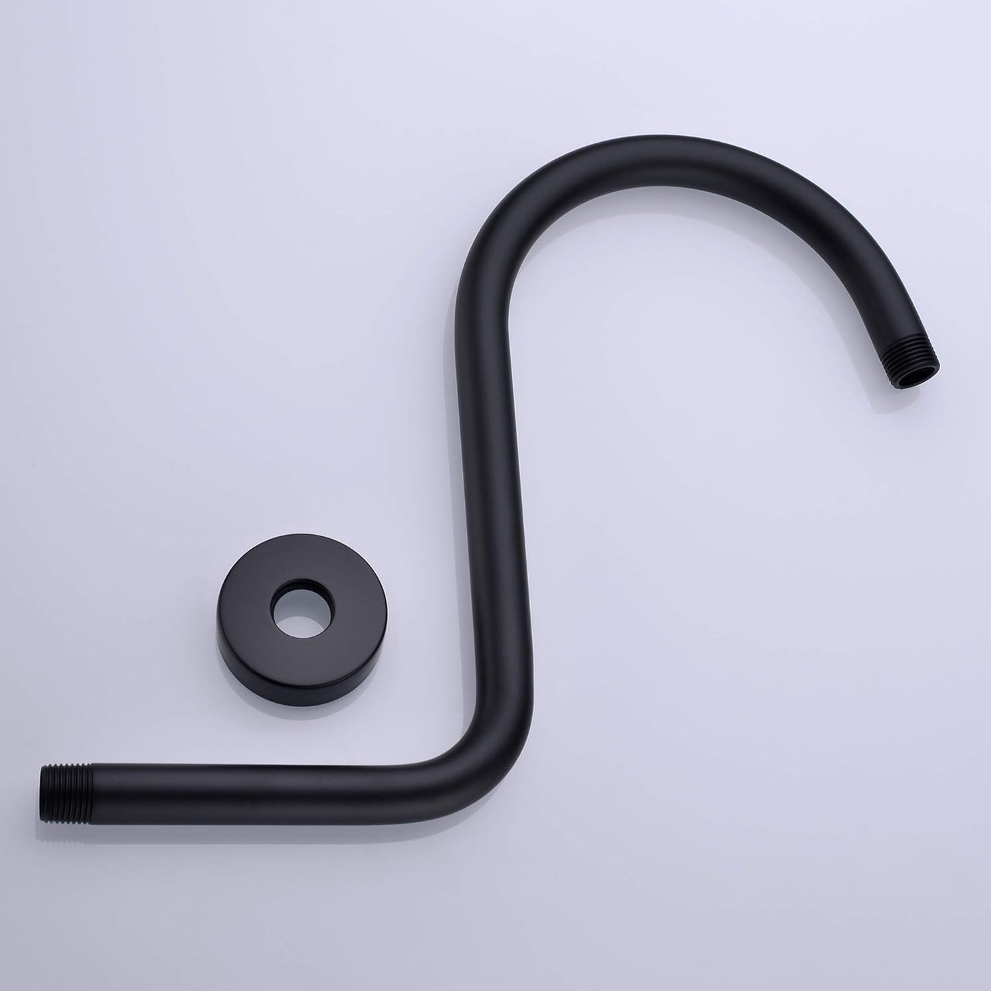 High Rise S Shape Shower Arm and Flange, Matte Black Shower Head Extension Arm