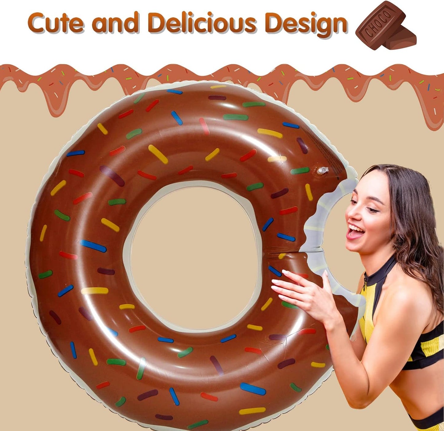 Donut Pool Float - Donut Tube & Ring for Beach & Pool