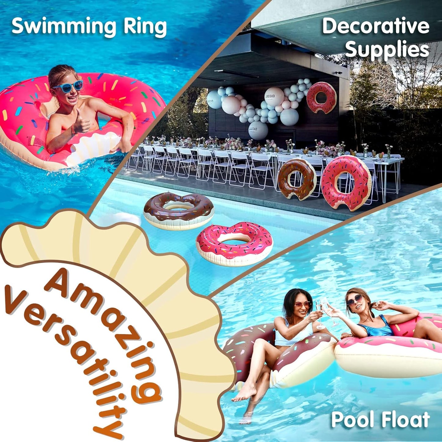 Donut Pool Float - Donut Tube & Ring for Beach & Pool