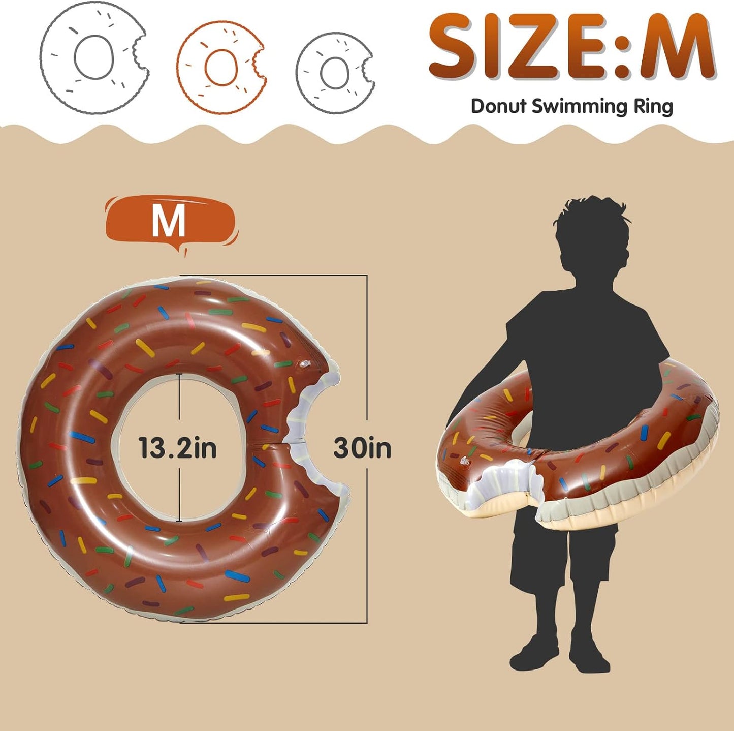 Donut Pool Float - Donut Tube & Ring for Beach & Pool