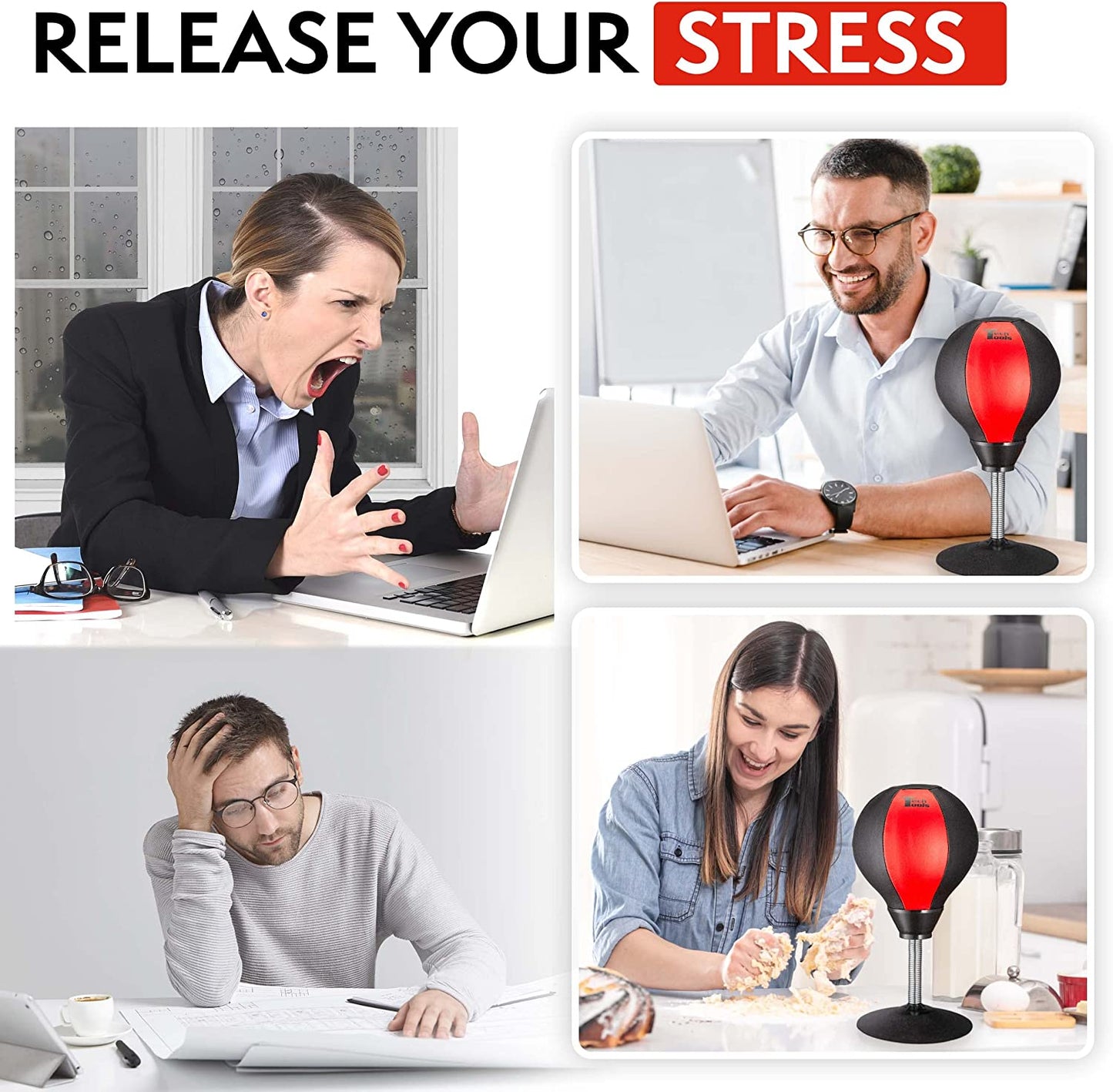 Desktop Punching Bag - Suctions to Your Desk, Cool Gadgets for Office, Gag Gifts for Boss or Coworker, Heavy Duty Stress Relief Boxing Bag