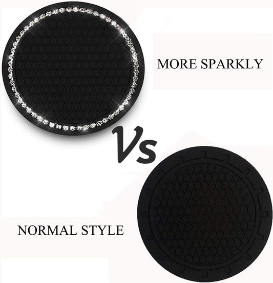 Bling Car Cup Coaster 2PCS, Bling Car Accessories 2.75 Inch,Full Rhinestone anti Slip Insert Coaster, Suitable for Most Car Interior, Car Bling for Women,Party,Birthday,Gift (Coal)