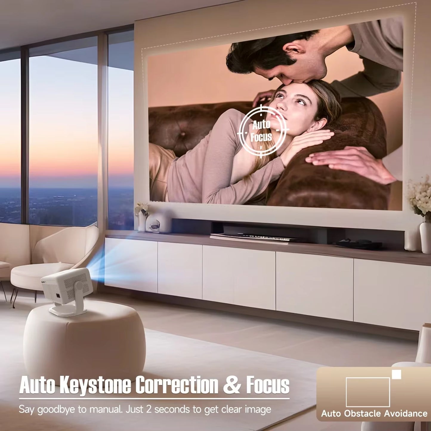 650ANSI L018 4K Native Portable Projector 1080P Auto Focus Keystone Correction Android 11 BT5.2 WIFI6 360° Home Cinema