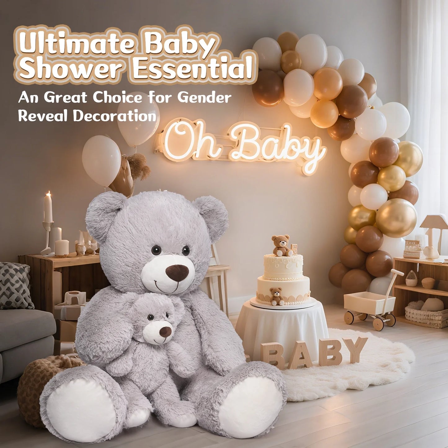 39 " Giant Teddy Bear Mommy and Baby Soft Plush Bear Stuffed Animal