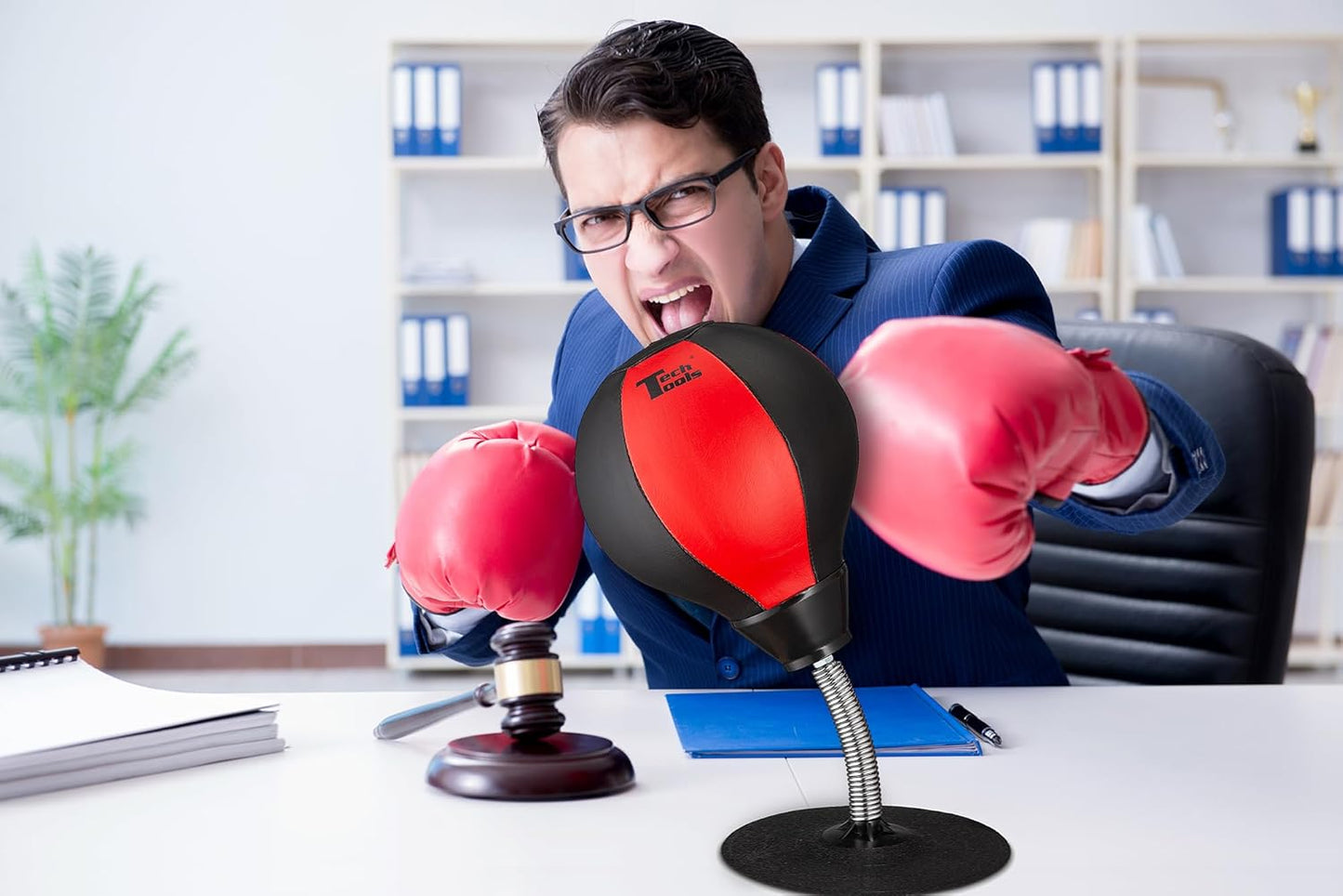Desktop Punching Bag - Suctions to Your Desk, Cool Gadgets for Office, Gag Gifts for Boss or Coworker, Heavy Duty Stress Relief Boxing Bag