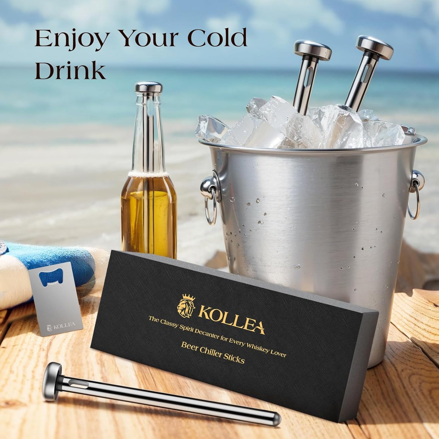 4-Pack Beer Chiller Stick for Bottles, Wine Chiller, 3-In-1 Stainless Steel Wine Bottle Cooler Stick, Unique Father’S Day Beer Gifts for Men, Birthday, Melts Slowly to Retain Drinks Full Flavor