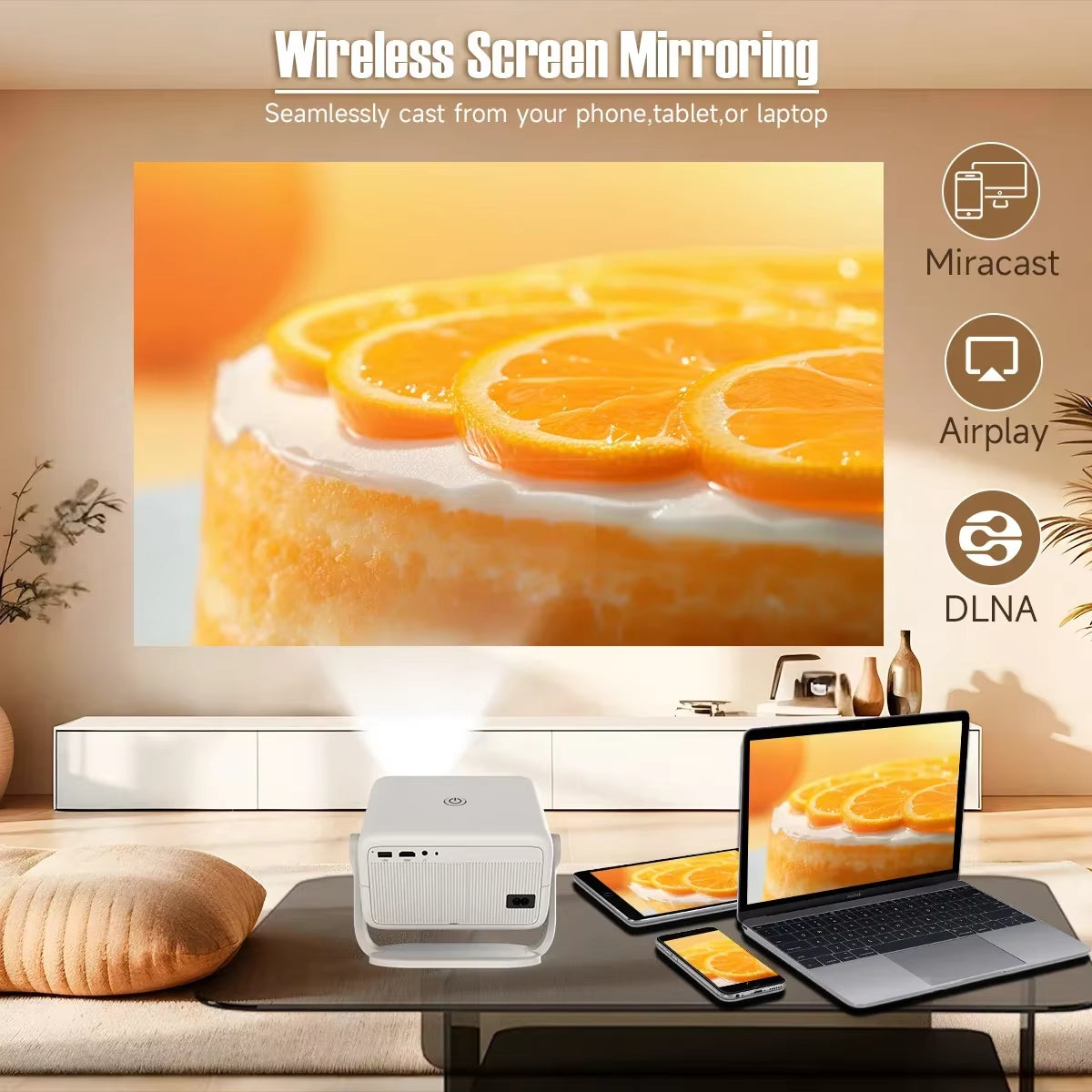 650ANSI L018 4K Native Portable Projector 1080P Auto Focus Keystone Correction Android 11 BT5.2 WIFI6 360° Home Cinema