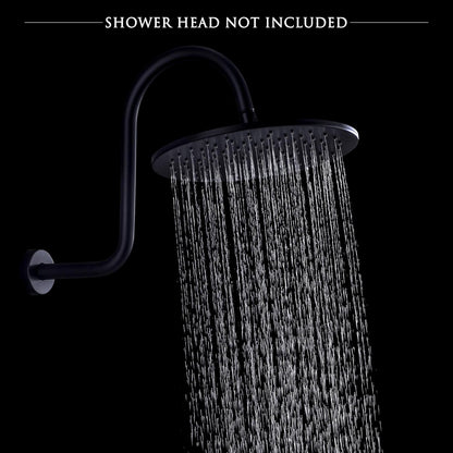 High Rise S Shape Shower Arm and Flange, Matte Black Shower Head Extension Arm
