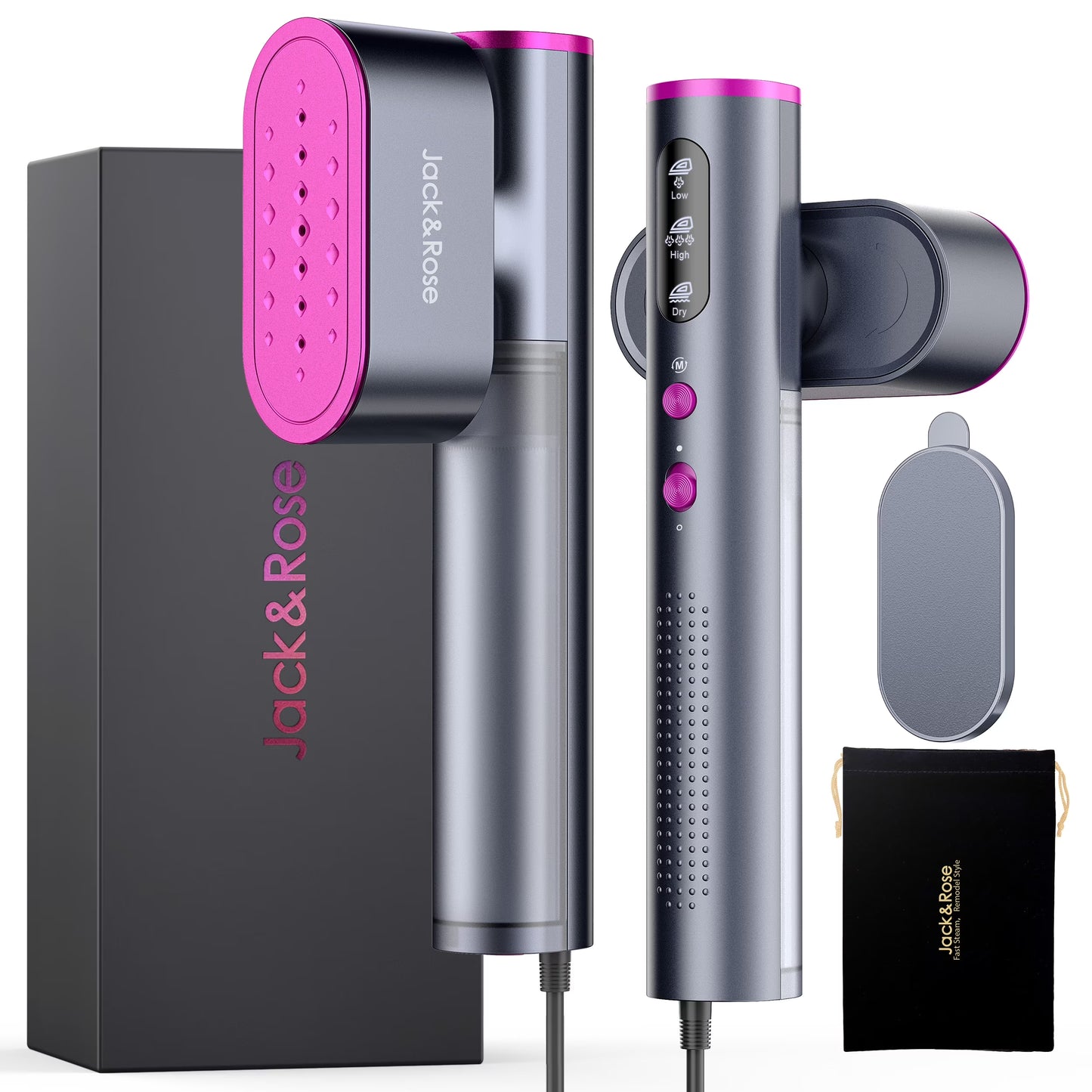 Travel Steamer for Clothes, 100-240V Portable Steamer,15S Heat Up, Steamer ＆ Iron 2 in 1, Travel Size Garment Steamer, Large Ceramic Heat Panel, for Global & European Traveling, Purple