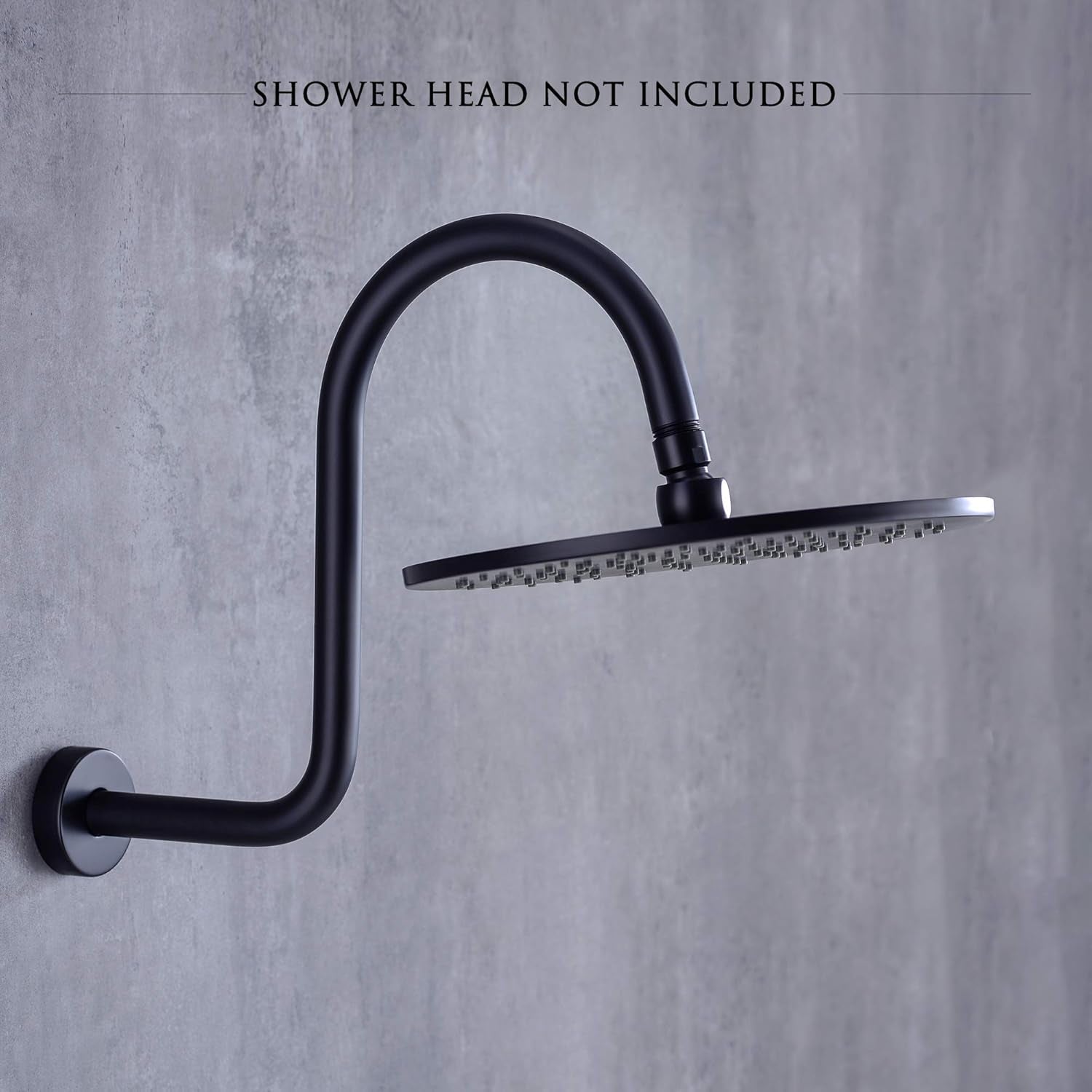 High Rise S Shape Shower Arm and Flange, Matte Black Shower Head Extension Arm