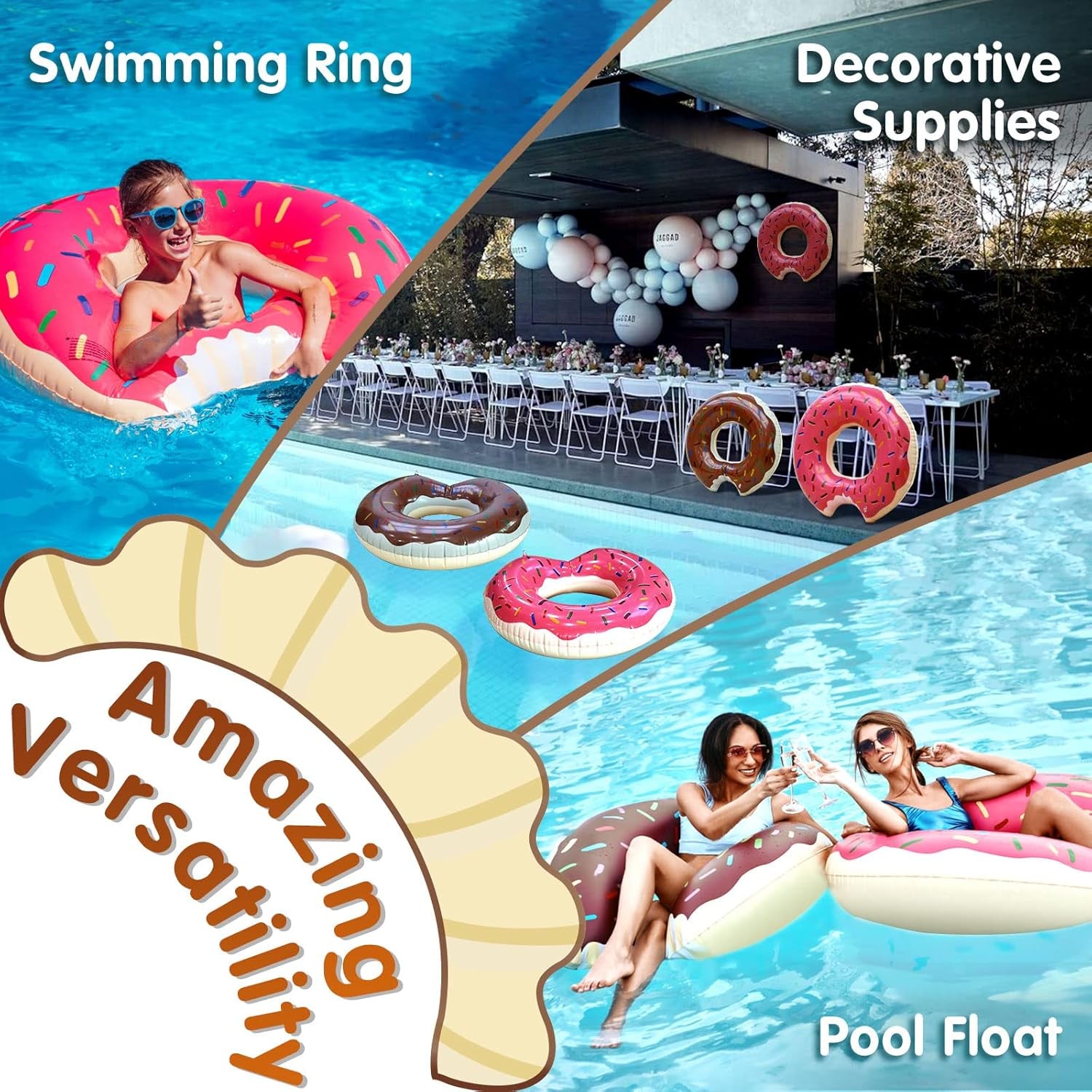 Donut Pool Float - Donut Tube & Ring for Beach & Pool