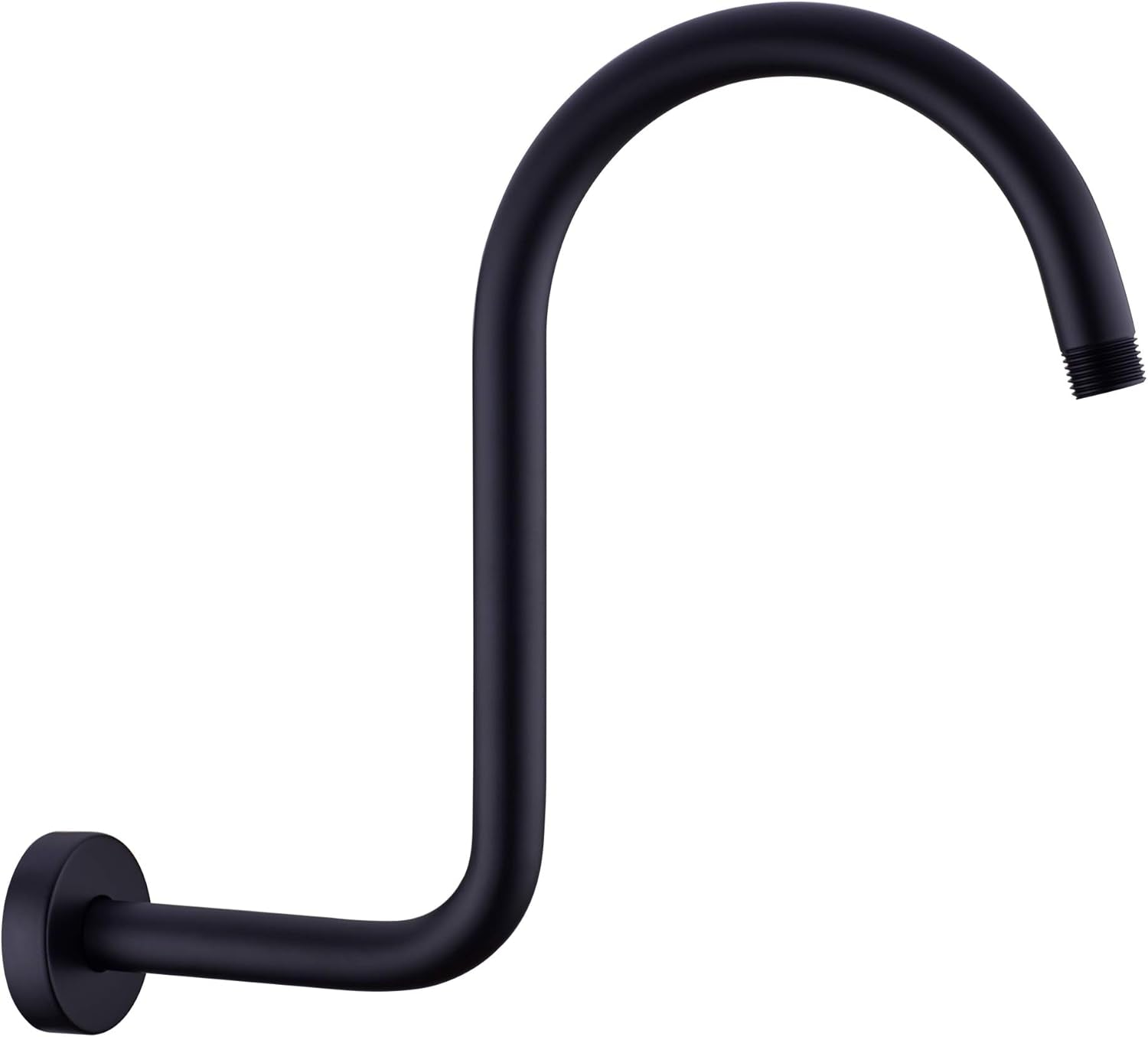 High Rise S Shape Shower Arm and Flange, Matte Black Shower Head Extension Arm