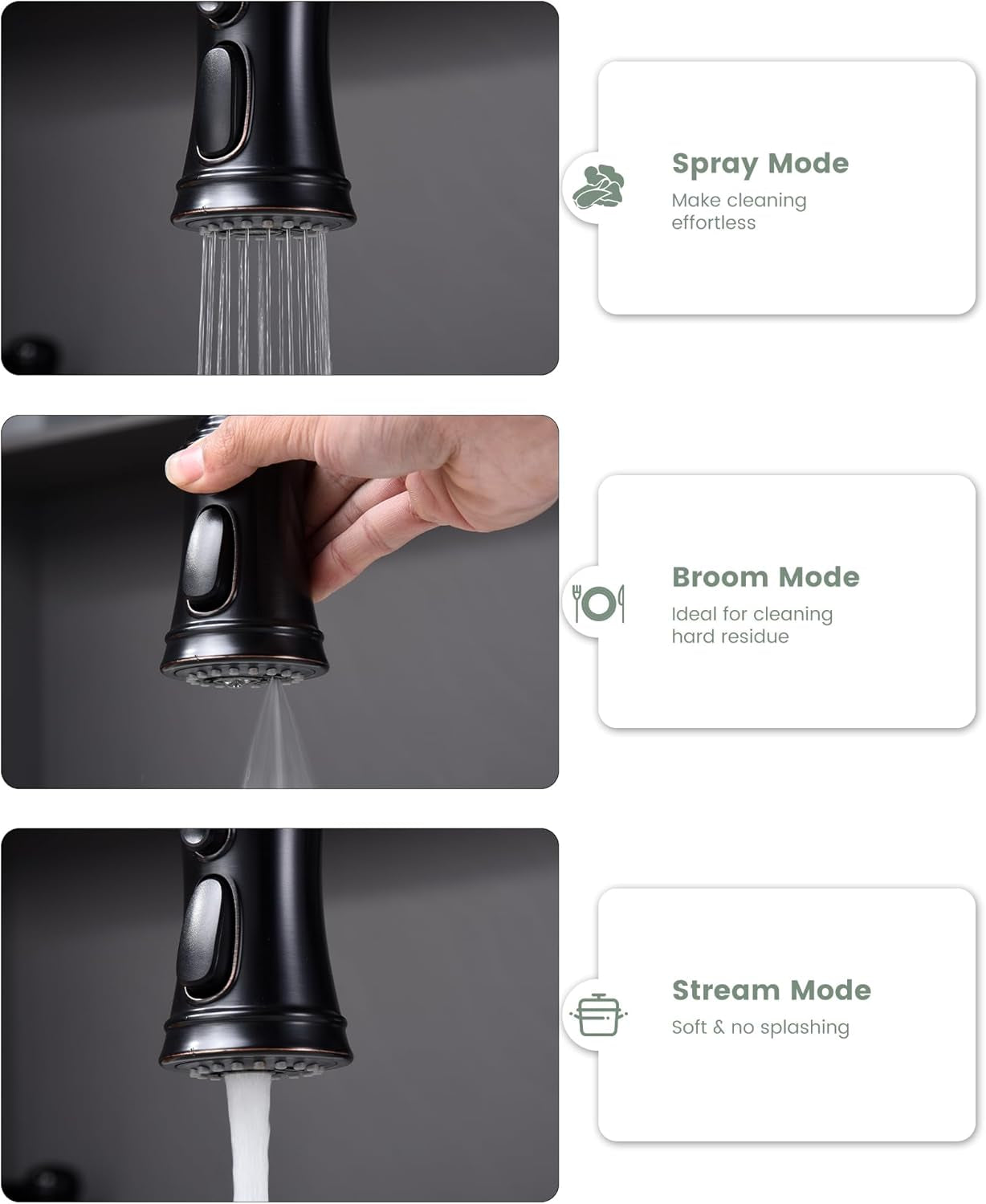 Pull down Kitchen Faucet with Sprayer Oil Rubbed Bronze, Single Handle One Hole High Arc Pull Out Spray Head Kitchen Sink Faucet with Deck Plate