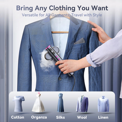 Travel Steamer for Clothes, 100-240V Portable Steamer,15S Heat Up, Steamer ＆ Iron 2 in 1, Travel Size Garment Steamer, Large Ceramic Heat Panel, for Global & European Traveling, Purple