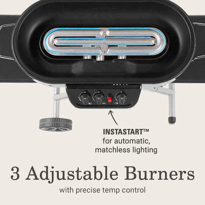 Roadtrip 285 Portable Stand-Up Propane Grill with 3 Adjustable Burners & Instastart Ignition, 20,000 Btus of Power for Outdoor Cooking, Camping, Tailgating, Grilling, Bbqs, & More