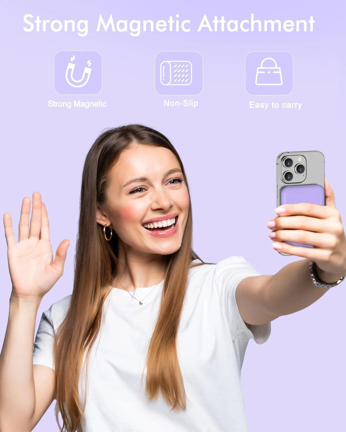 Wireless Portable Charger, 10000Mah Magnetic Power Bank LED Display 22.5W PD Fast Charging Battery Pack for Iphone 16/15/14/13/12/Mini/Pro/Pro Max-Purple