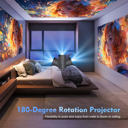 Projector Android11 4K 1280*720P HY300 Pro Dual Wifi 260ANSI 180 Flexible BT5.0 Cinema Outdoor Portable Projetor